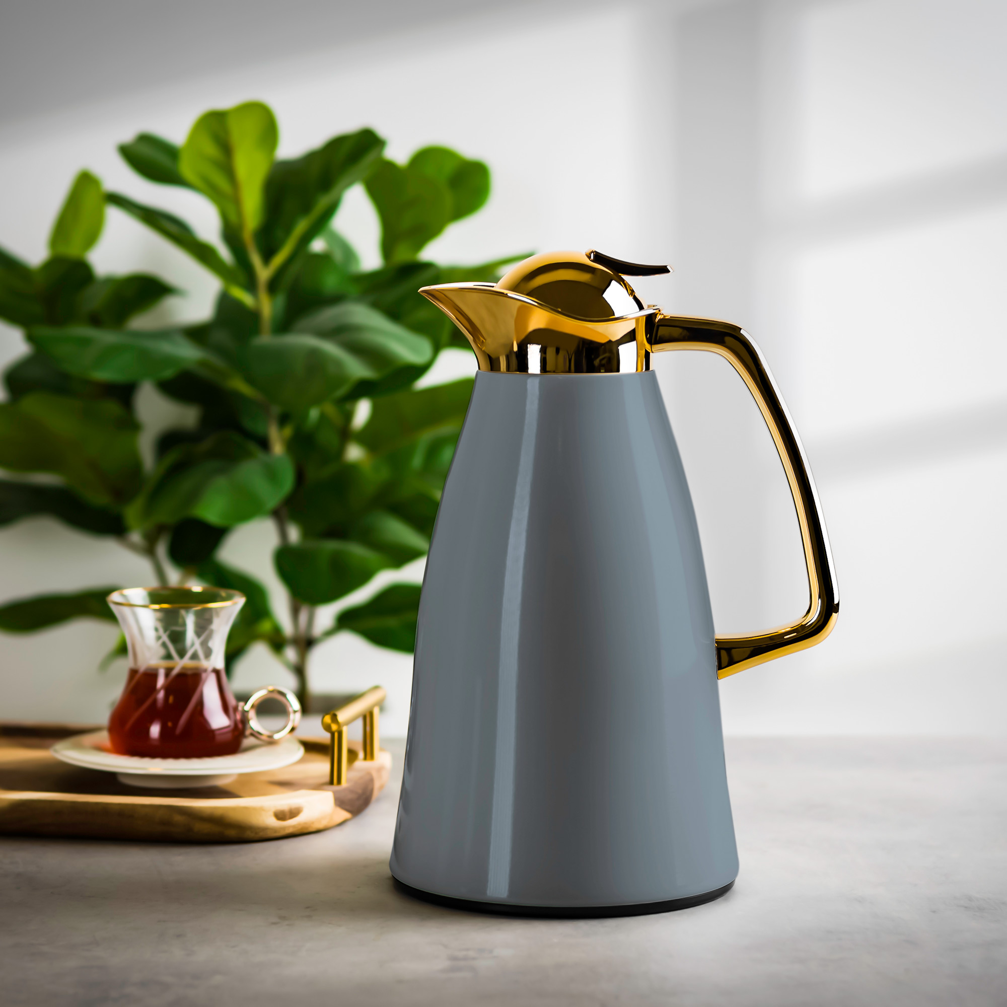 

Dallaty vacuum flask chrome and grey 1L
