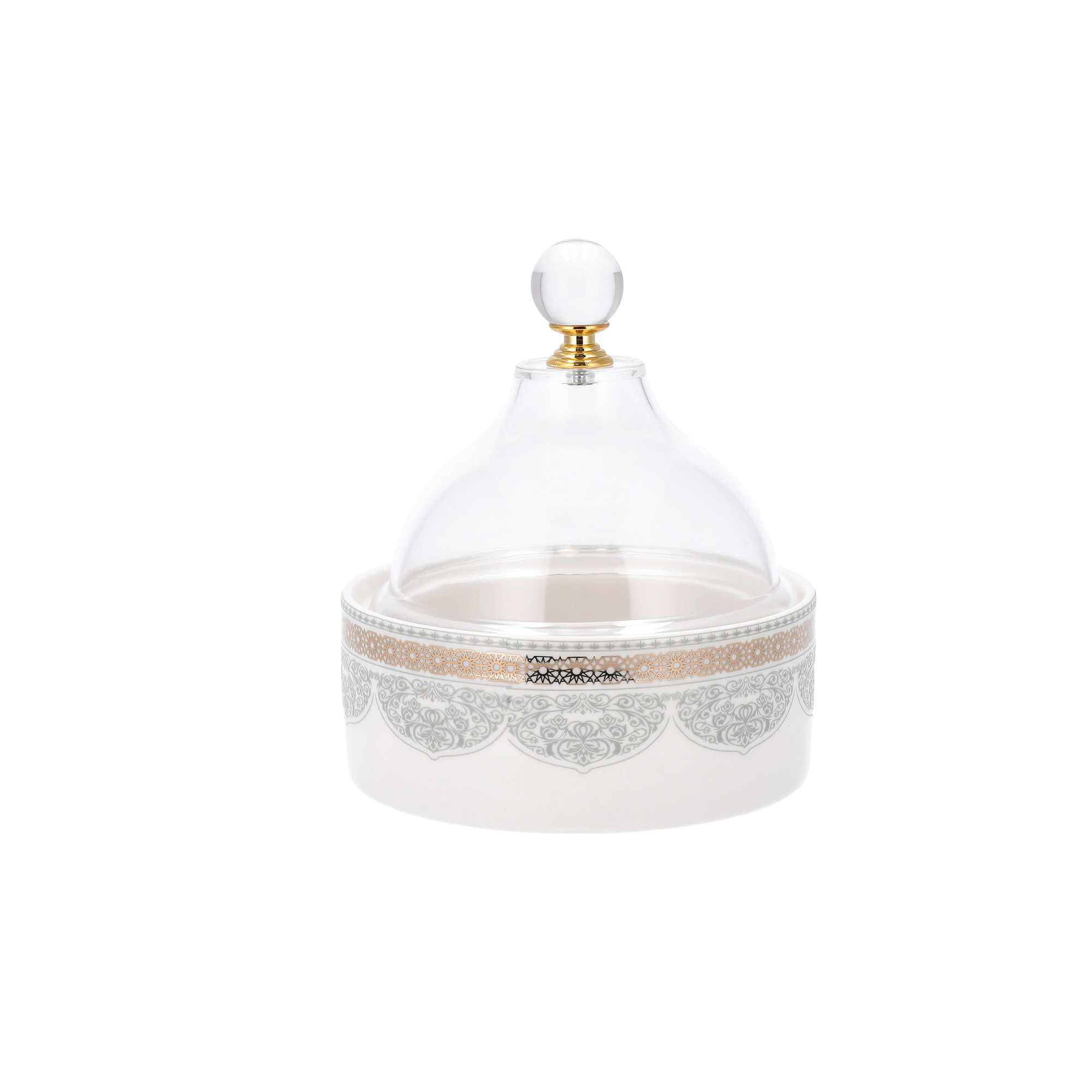 

Zukhroof white porcelain date bowl with lid 12.6*12.6*14 cm