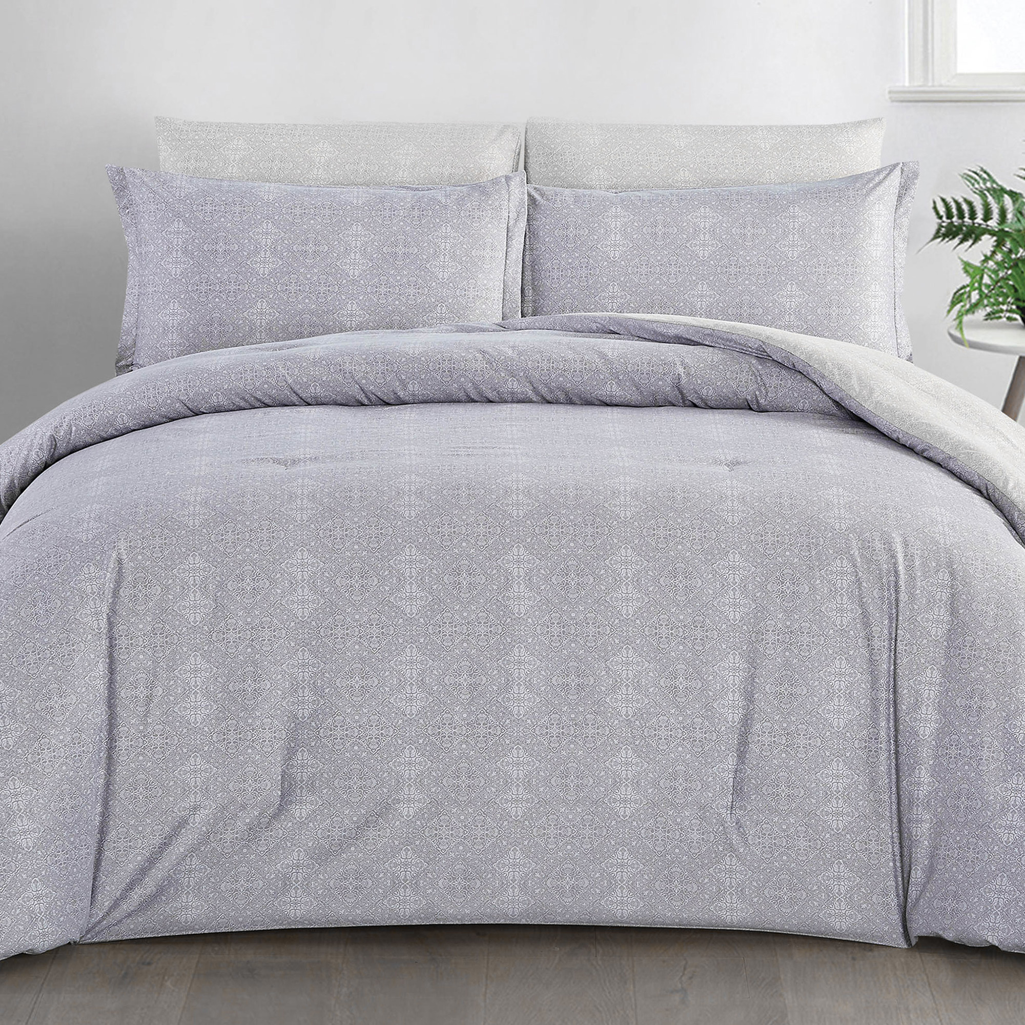 

Cottage Microfiber Twin Comforter 4 Pcs Set, Grey, 220*160Cm