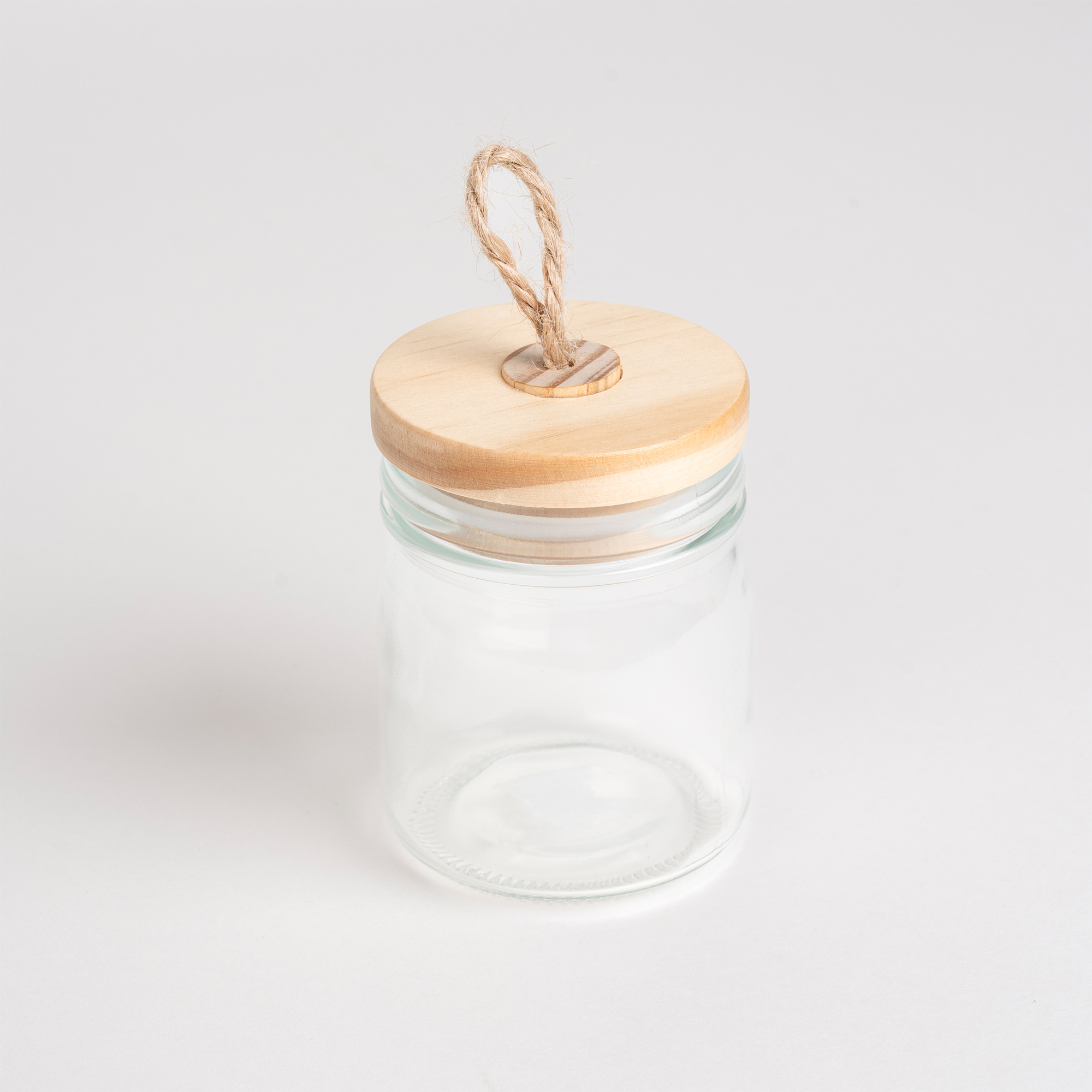 

Alberto Mini Glass Jar With Wooden Lid And Hemp Rope