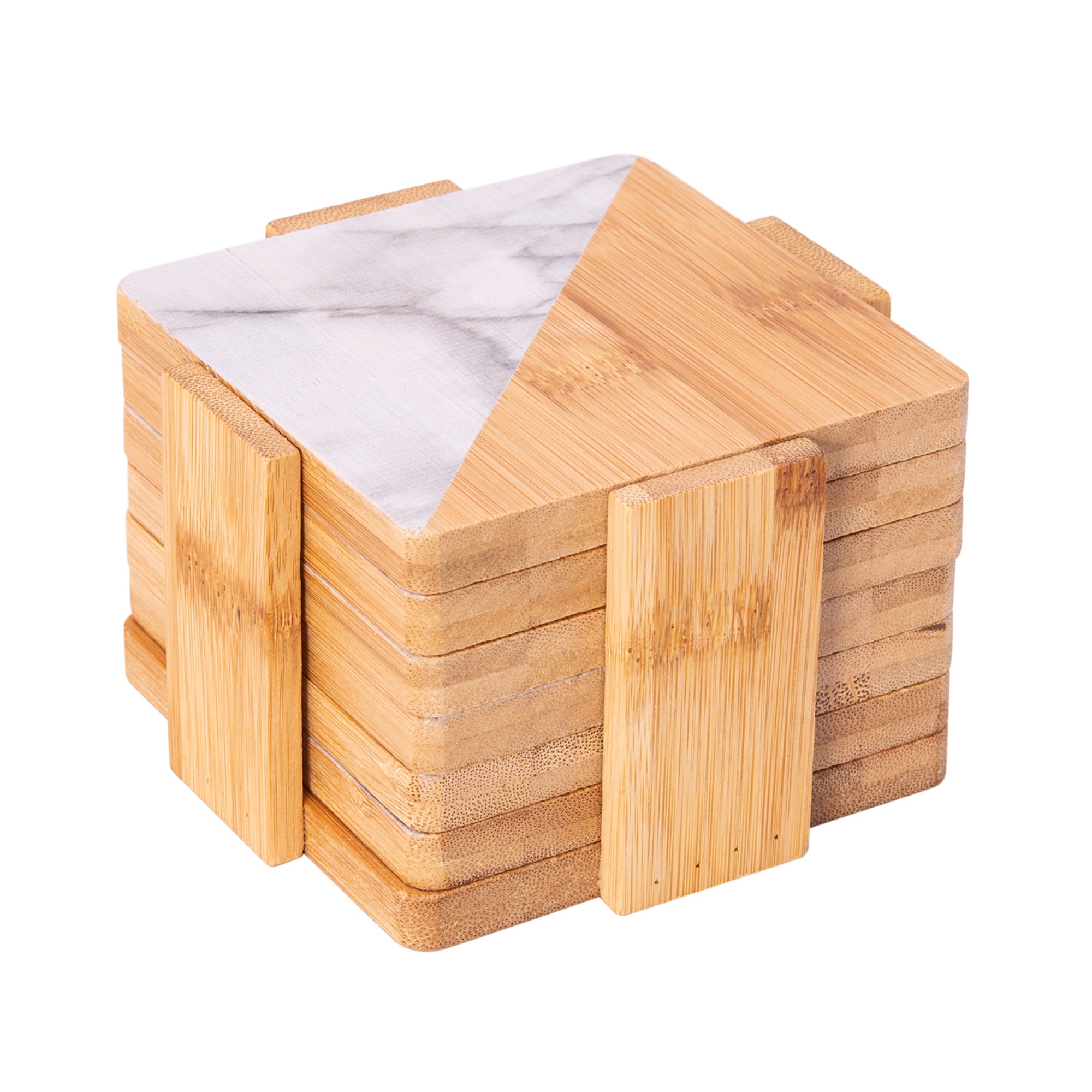 

Bamboo Coasters Marble Surface Square