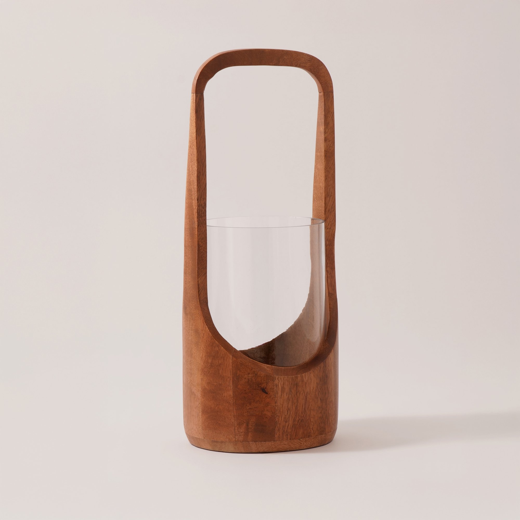 هومز حامل شموع خشب 16.5*6.5*38سم، بني