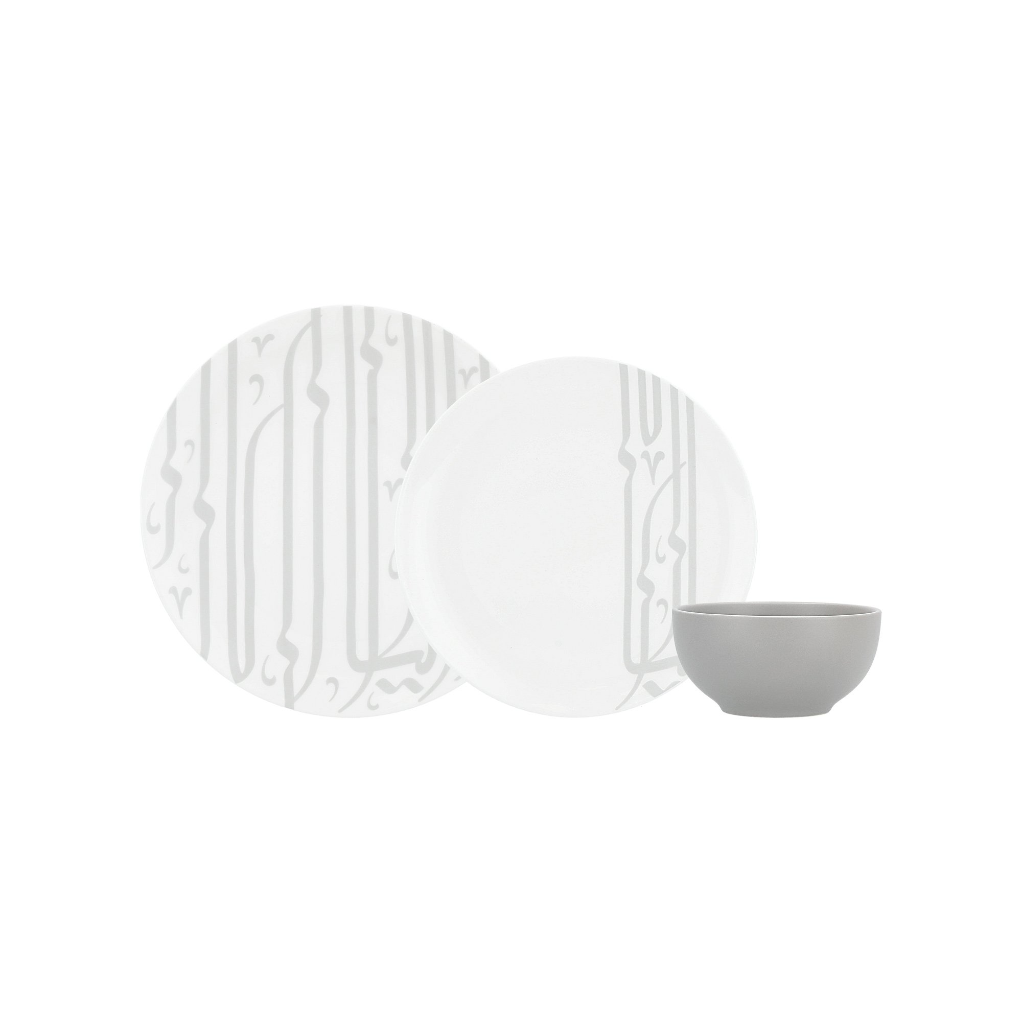 

La Mesa grey /white porcelain 18 pc dinner set