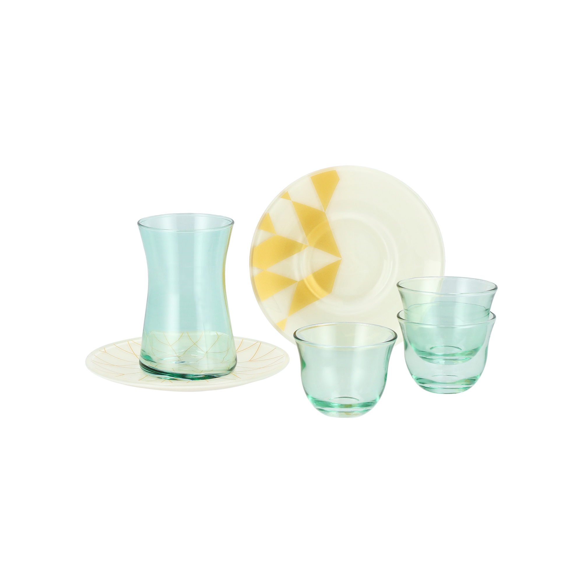 

Tea and Coffee set 18 Pcs malakit glass