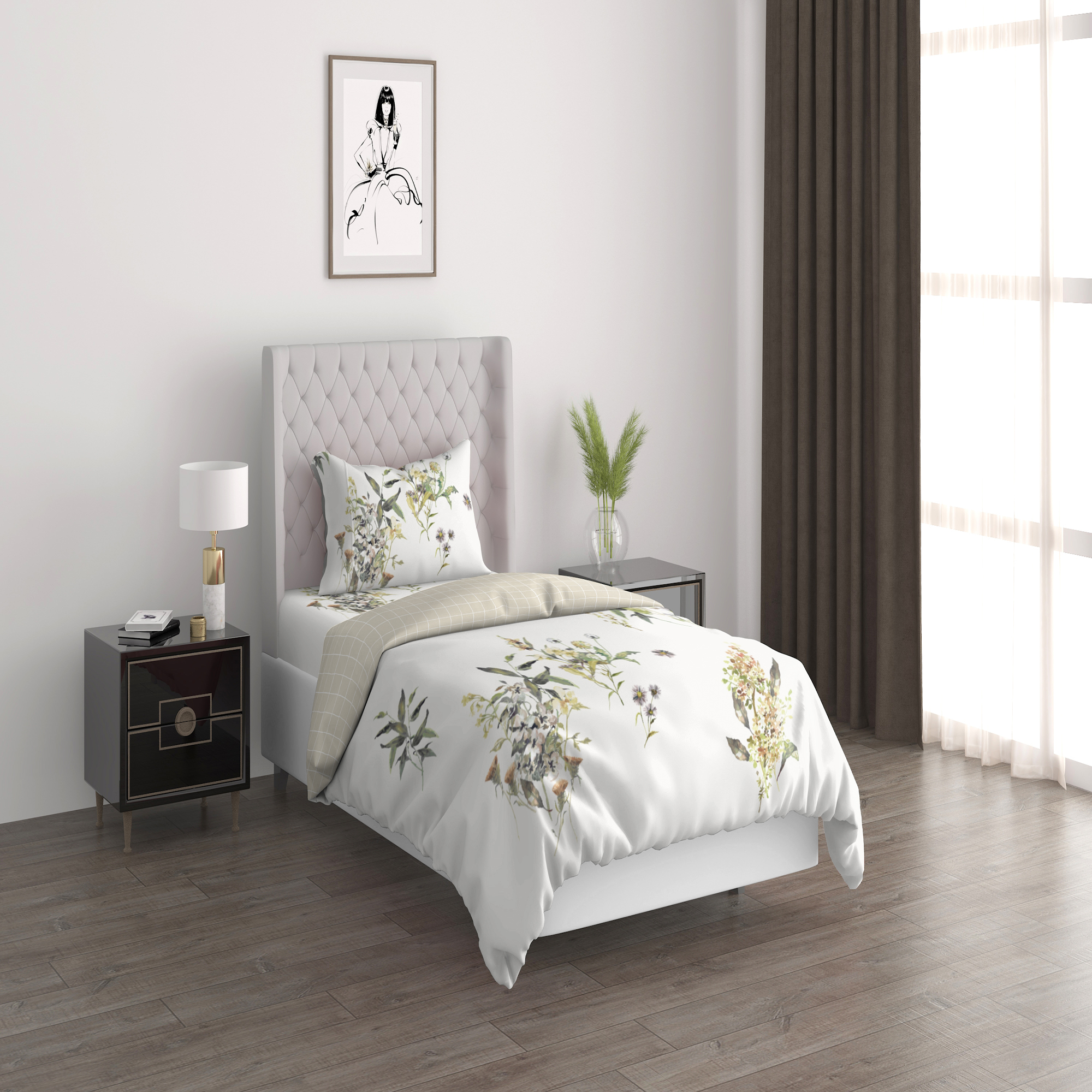 

Painterly bunches 2pc comforter twin beige 150*220 cm