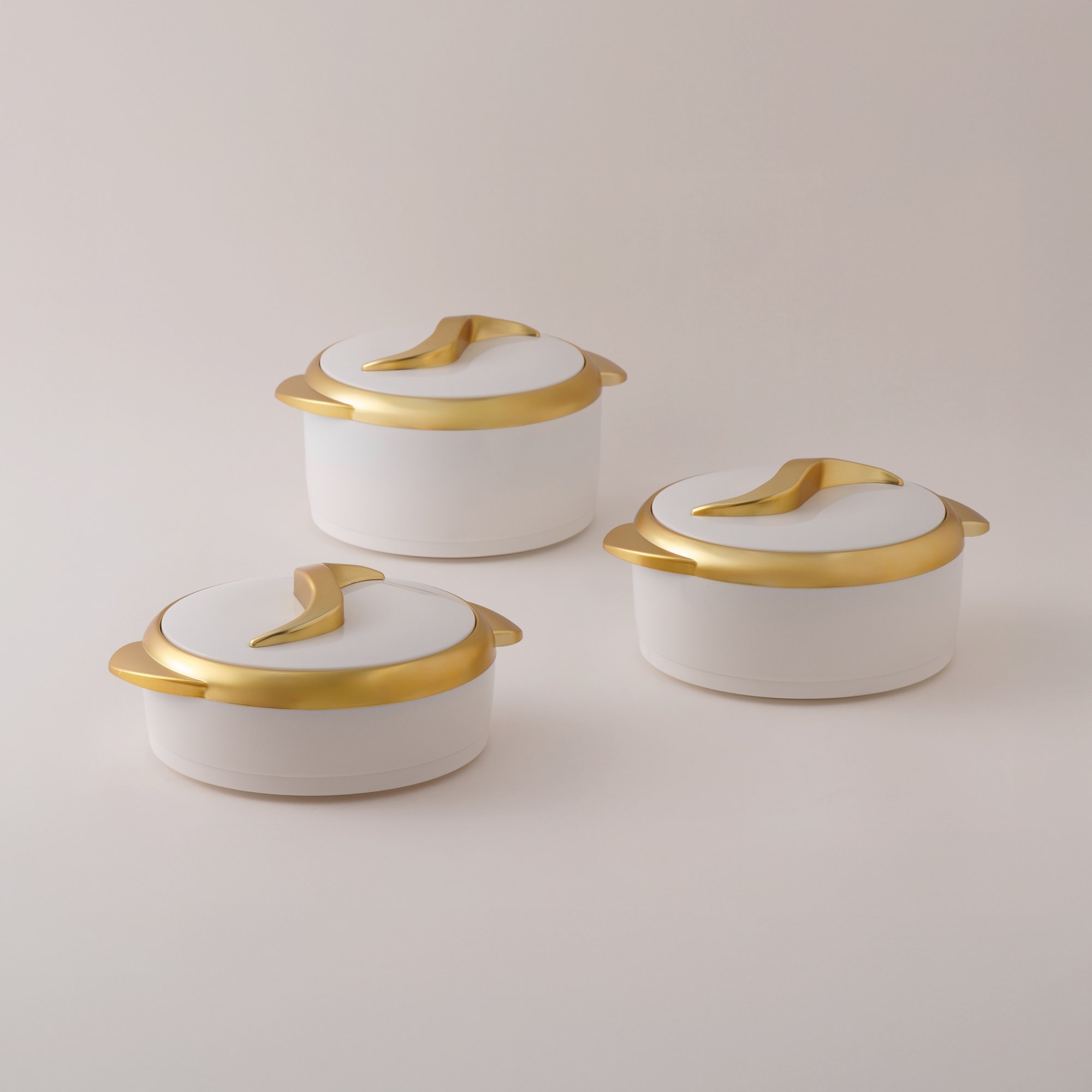 Alberto Stainless Steel Hotpots 3Pcs, White And Gold
