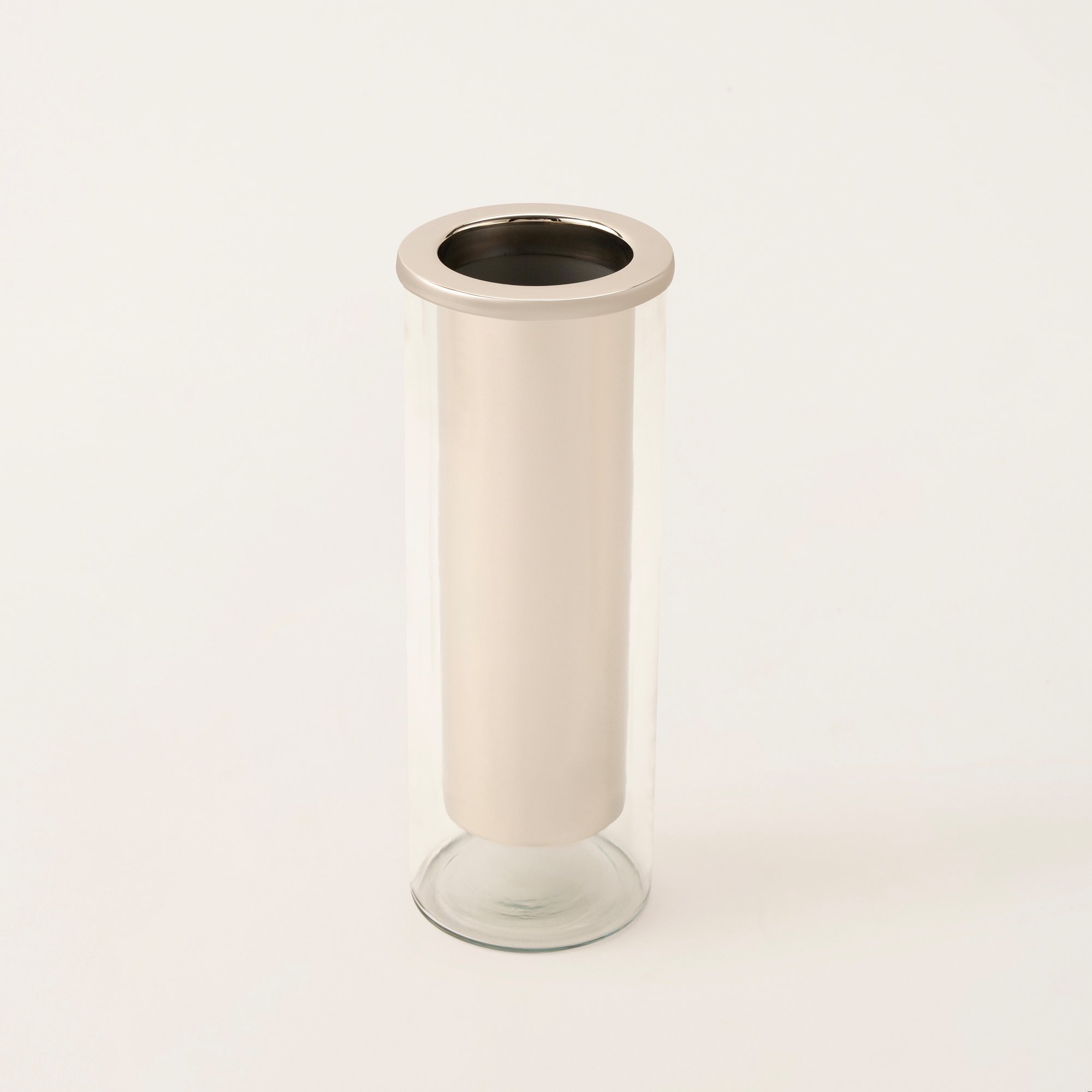 

Oulfa silver metal/ glass cylindrical vase 11.5*11.5*31 cm