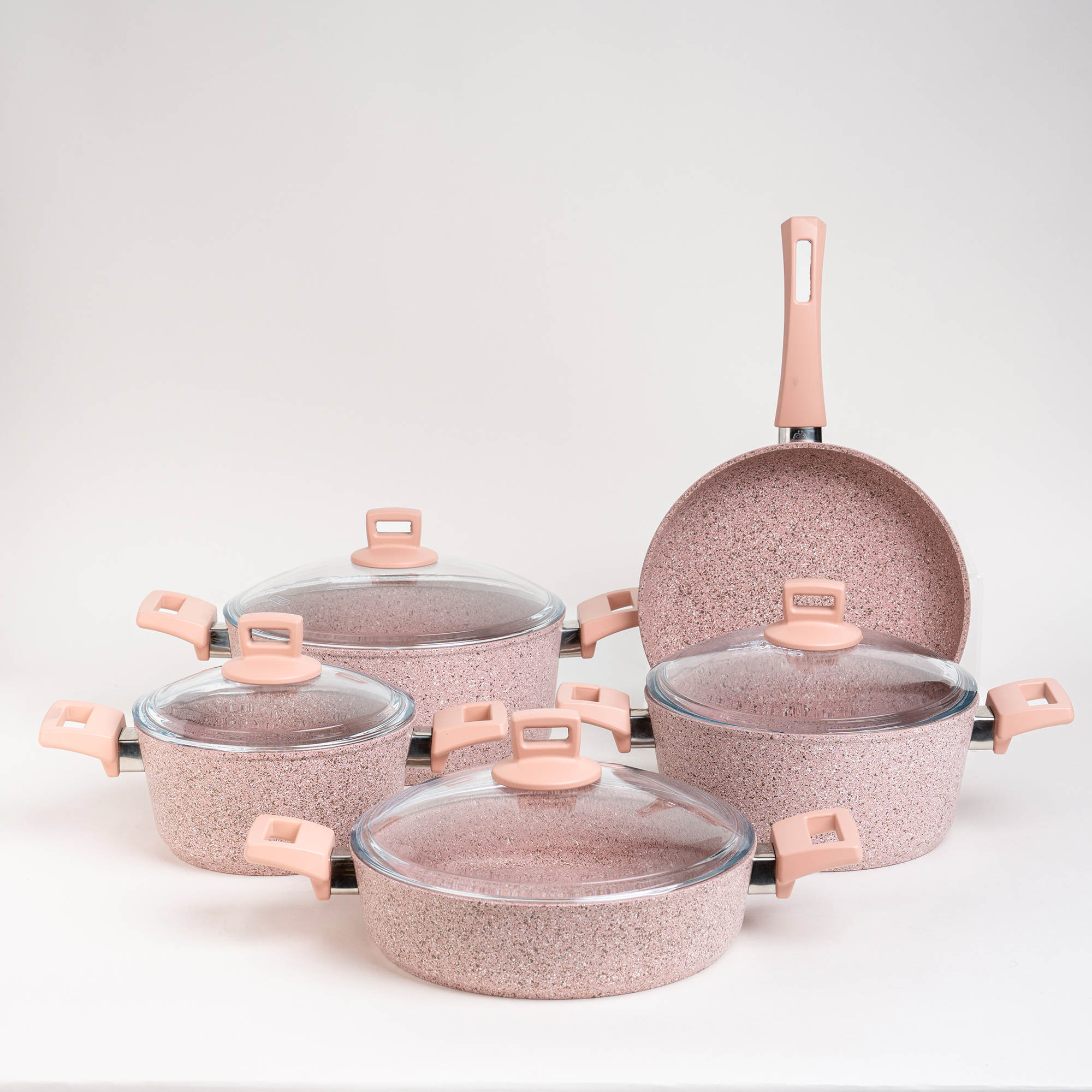 Buy Alberto Non Stick Cookware Set 9 Pieces Pink Color Online