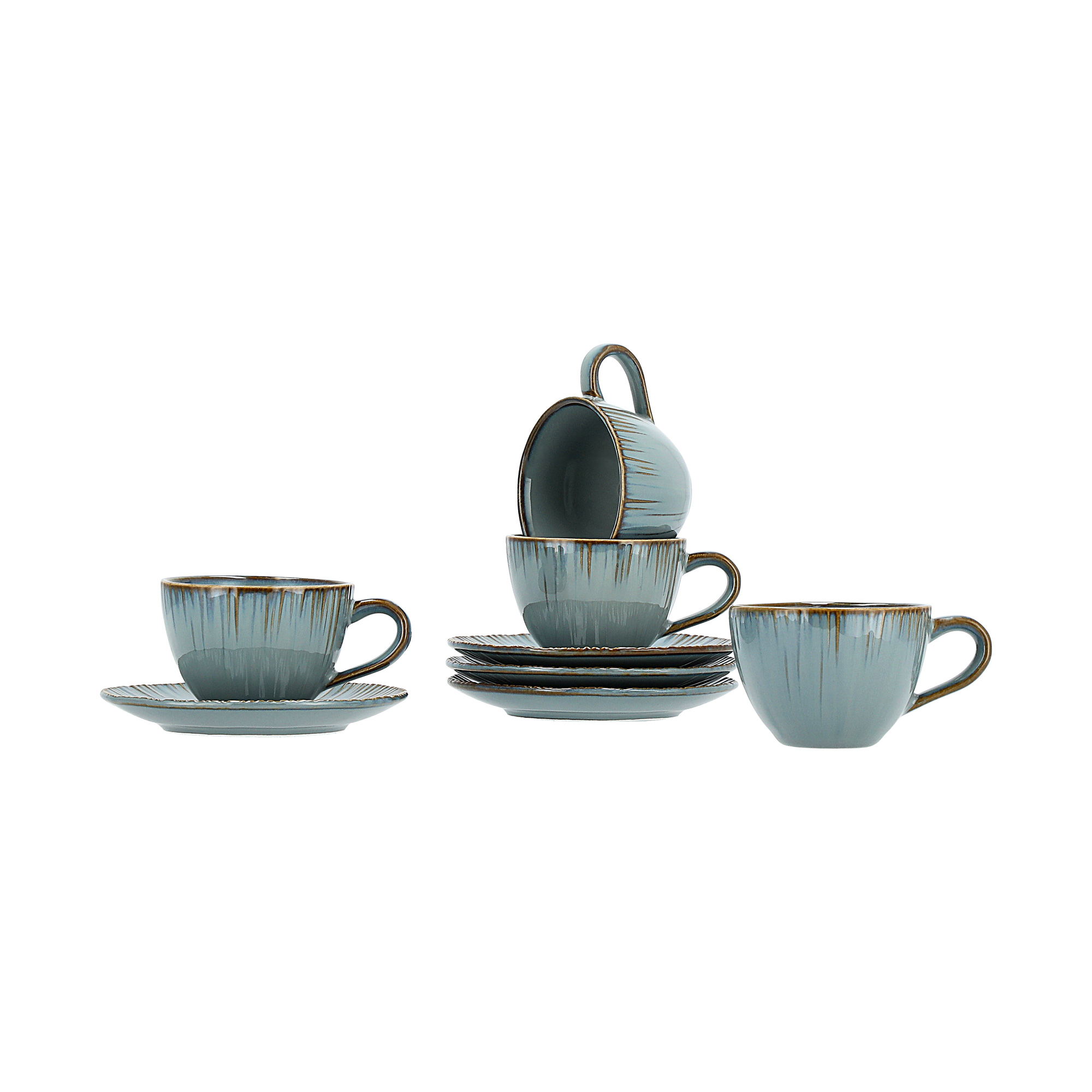 

Green porcelain English coffee cups set 8 pcs