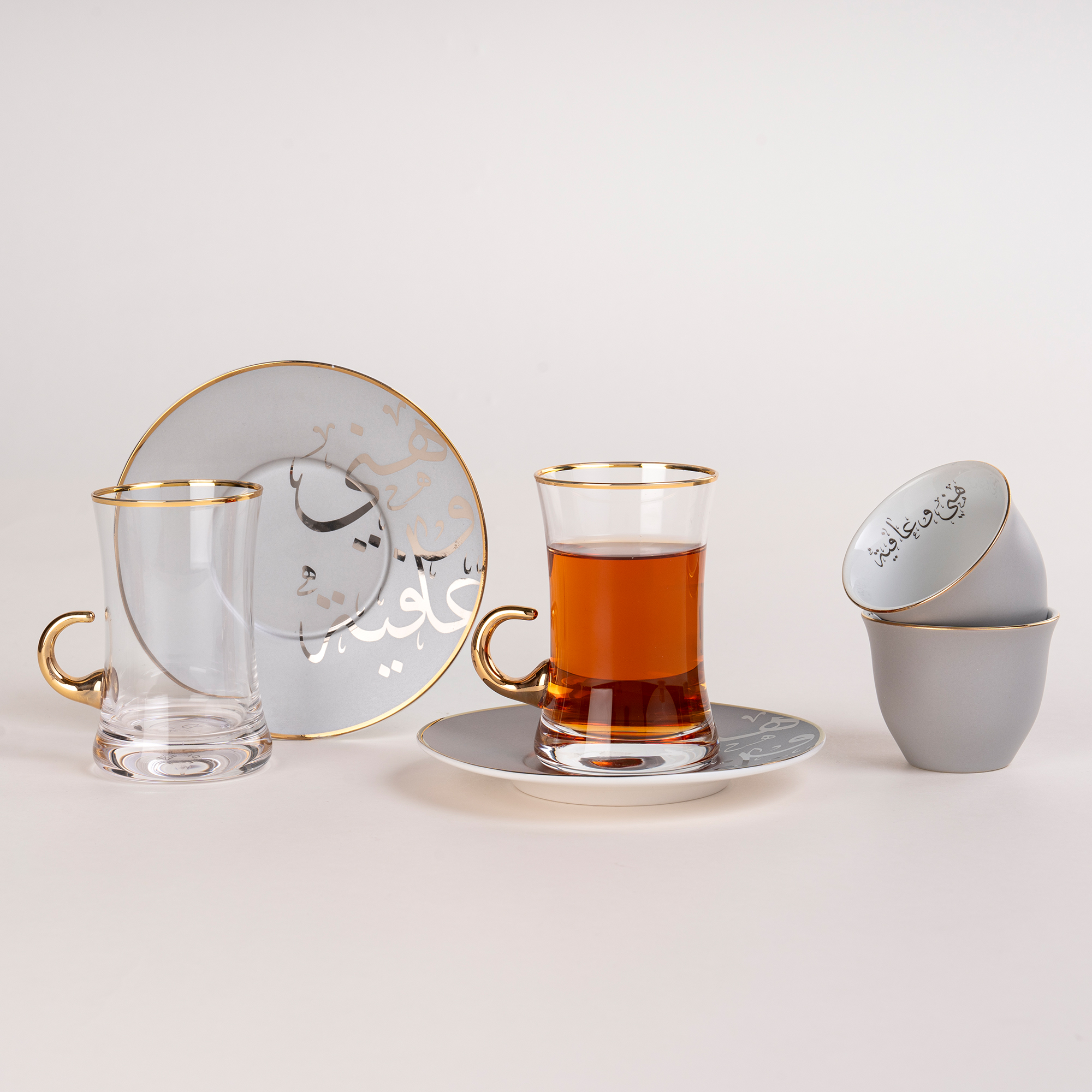 

La Mesa Porcelain Tea And Coffee Set 18 Pieces Hanaa Grey