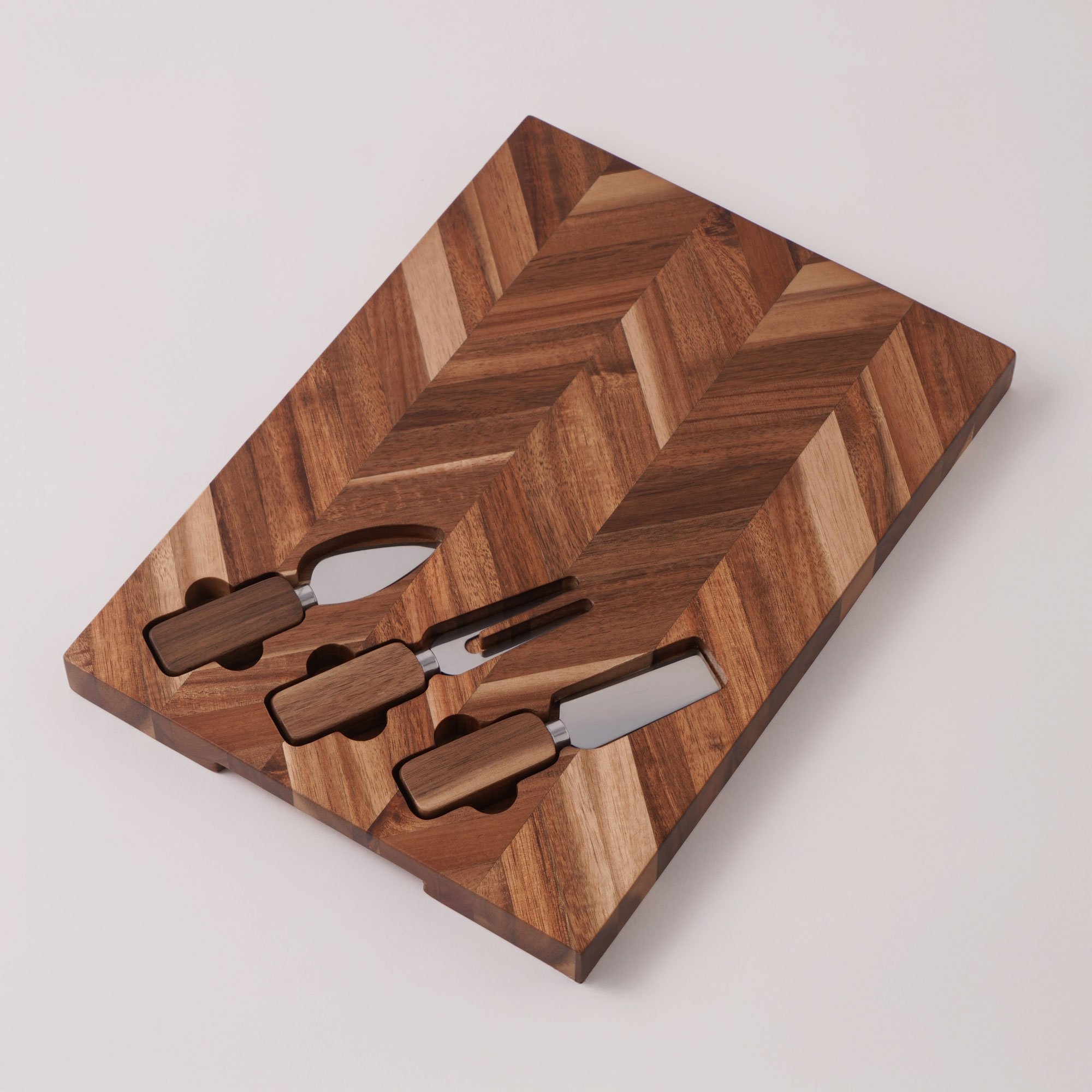 Alberto acacia wood herringbone cheese board set 35*25*2.5 cm