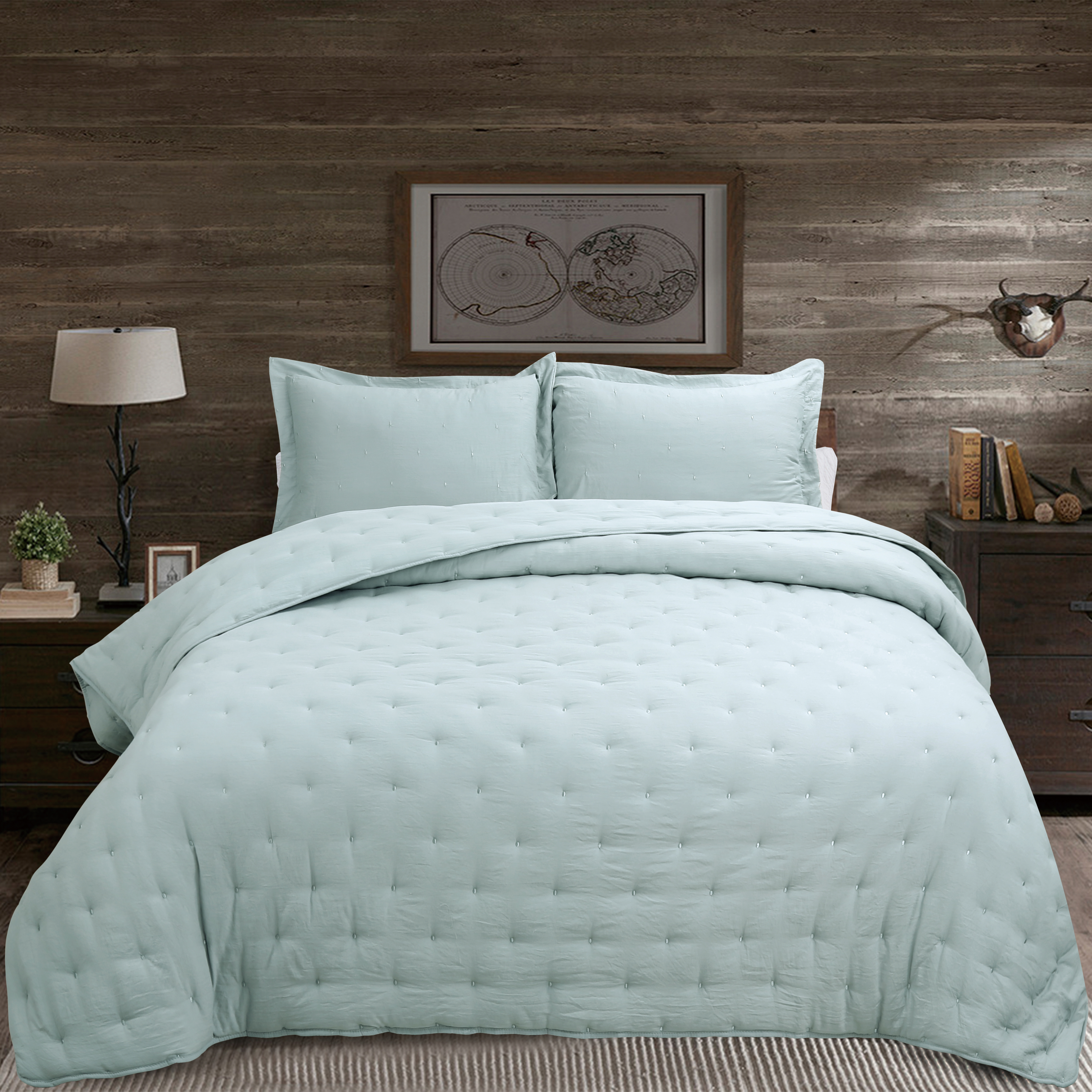 

Cottage 3Pcs King Size Comforter Set, Green, 240*250Cm