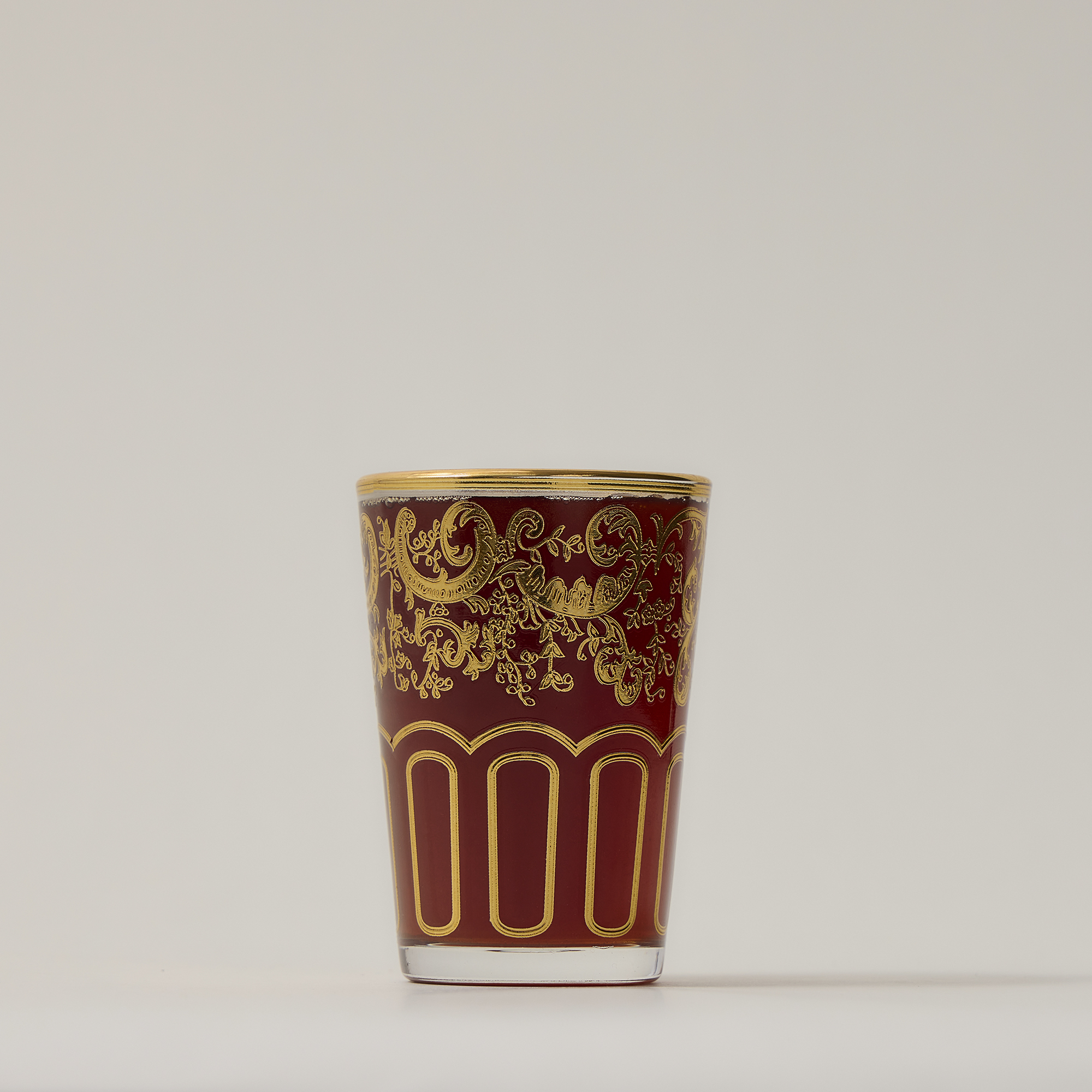 

Moroccan Tea Glass Transparent Real Gold Vol:6Oz