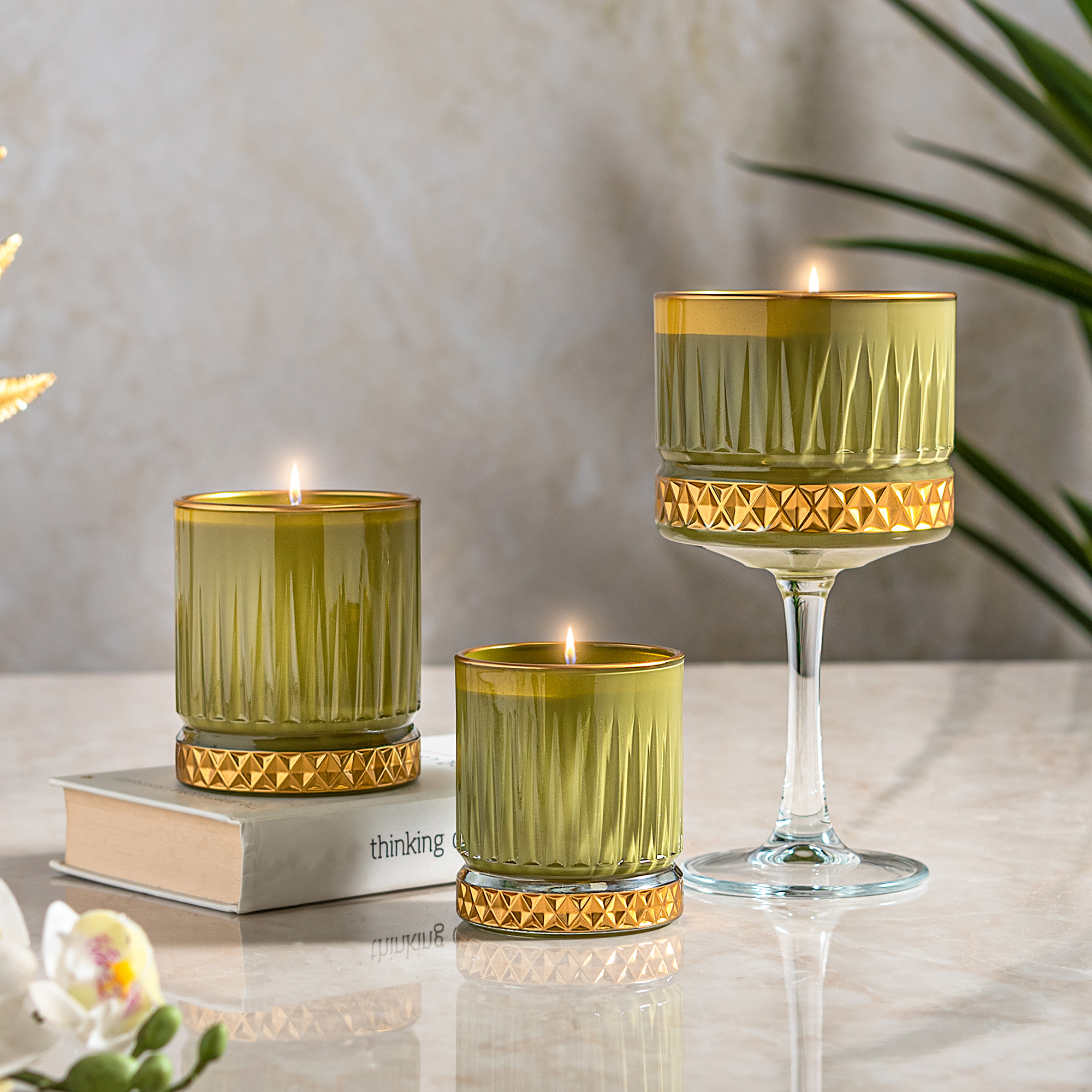 

Gloria 7.5*8.5 Cm Oil Green Gold Candle