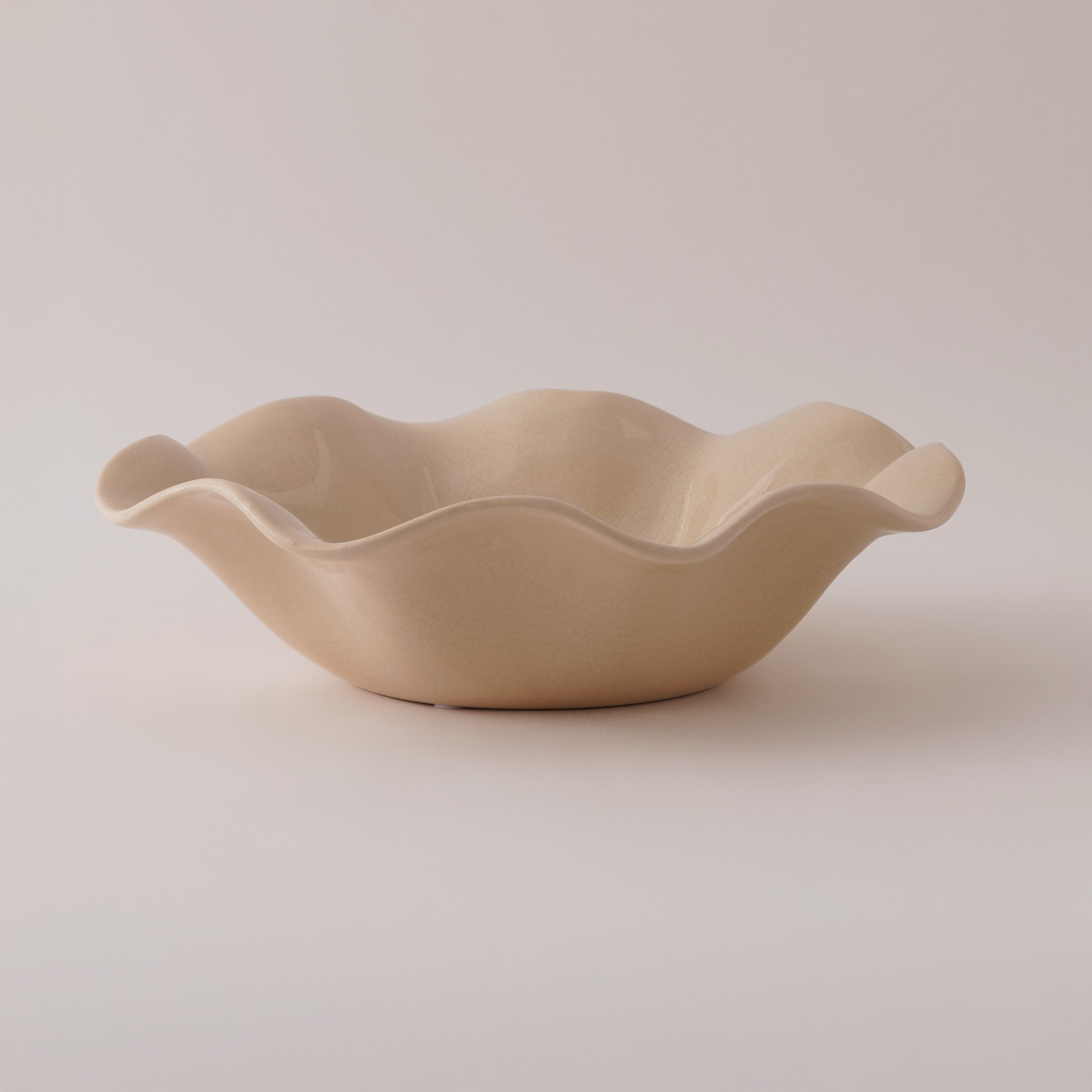 Homez Rose Ceramic Decor Plate, Beige 32*31*9 Cm