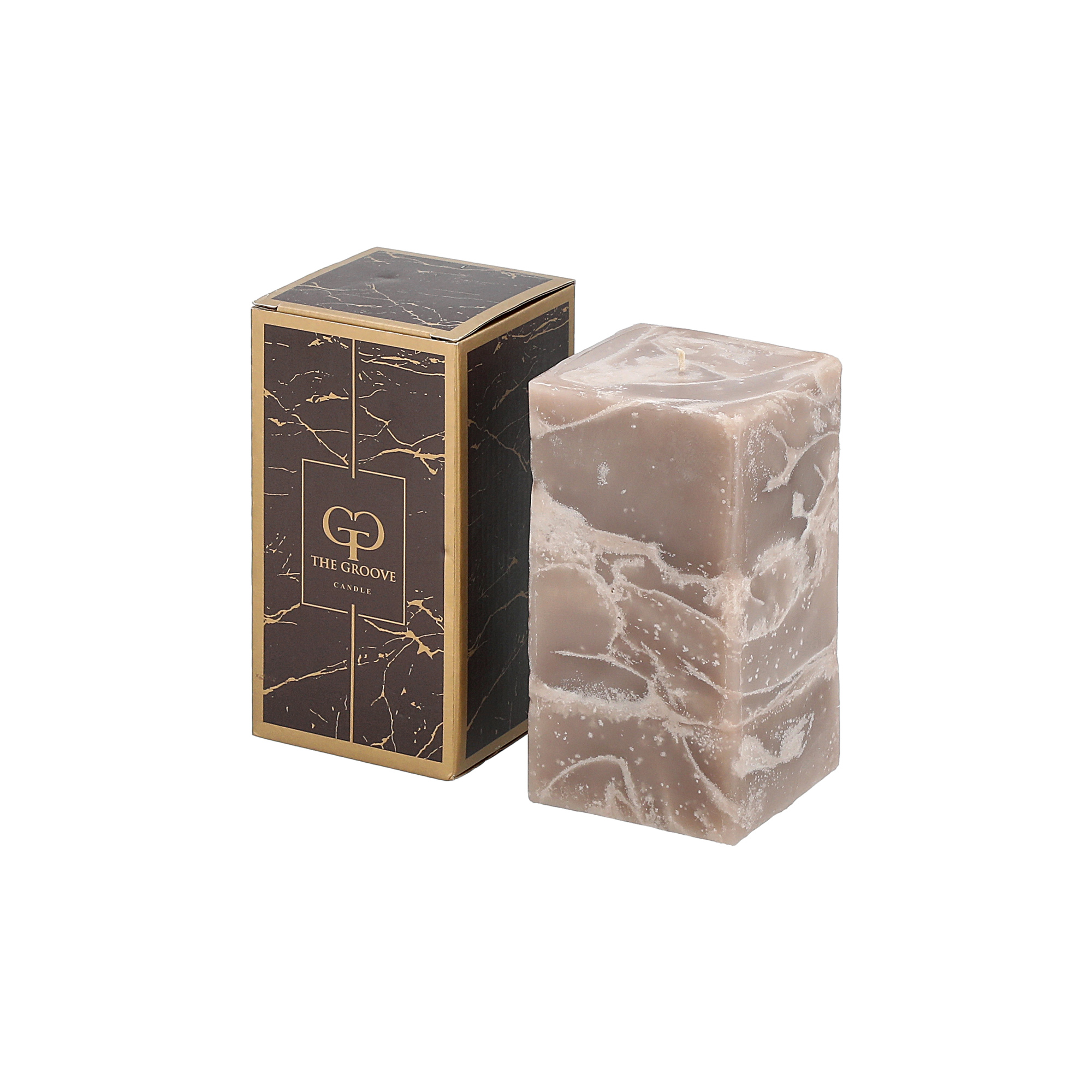 

Marble Square Candle 8*8*15 cm Milky Brown