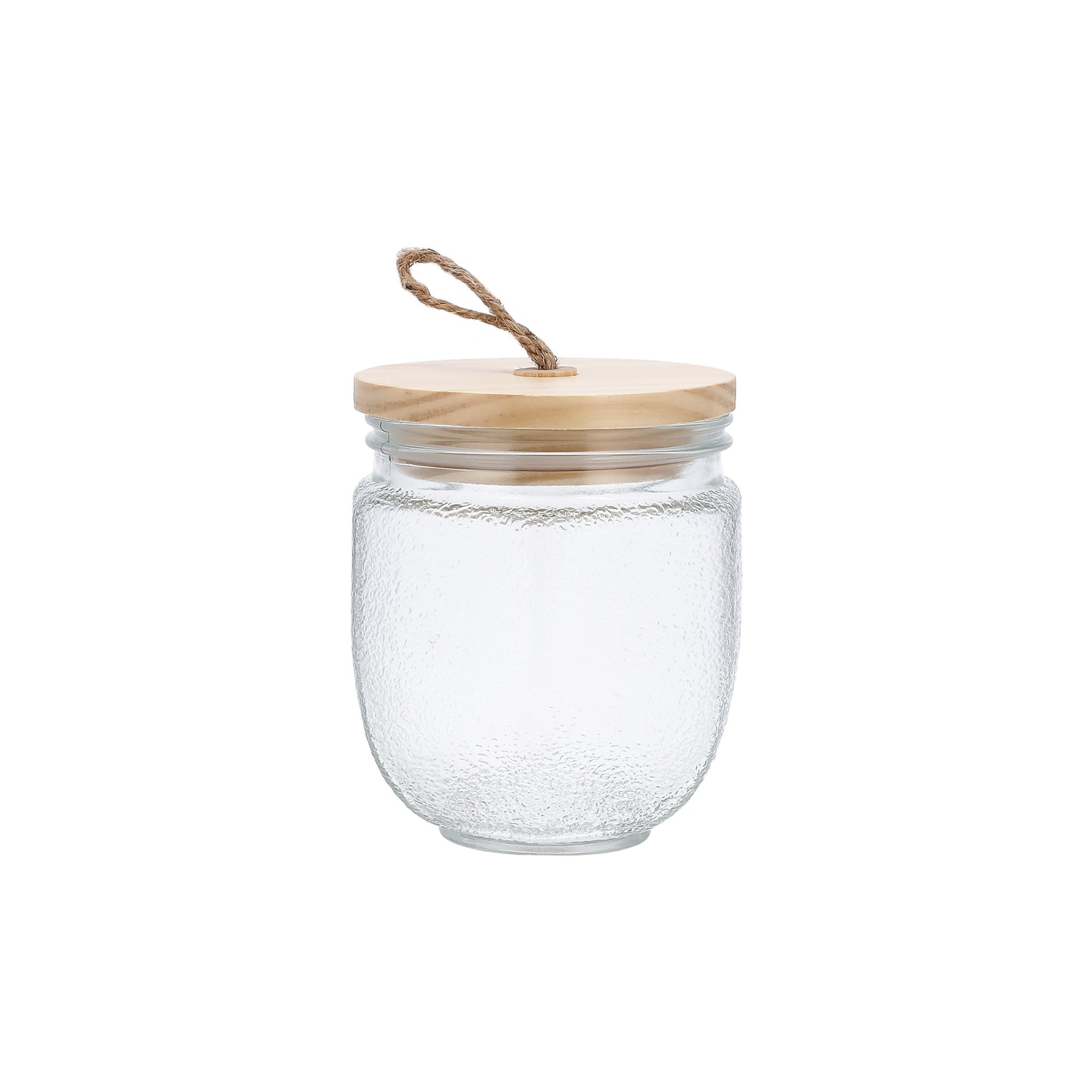 

GLASS STORAGE JAR with wooden