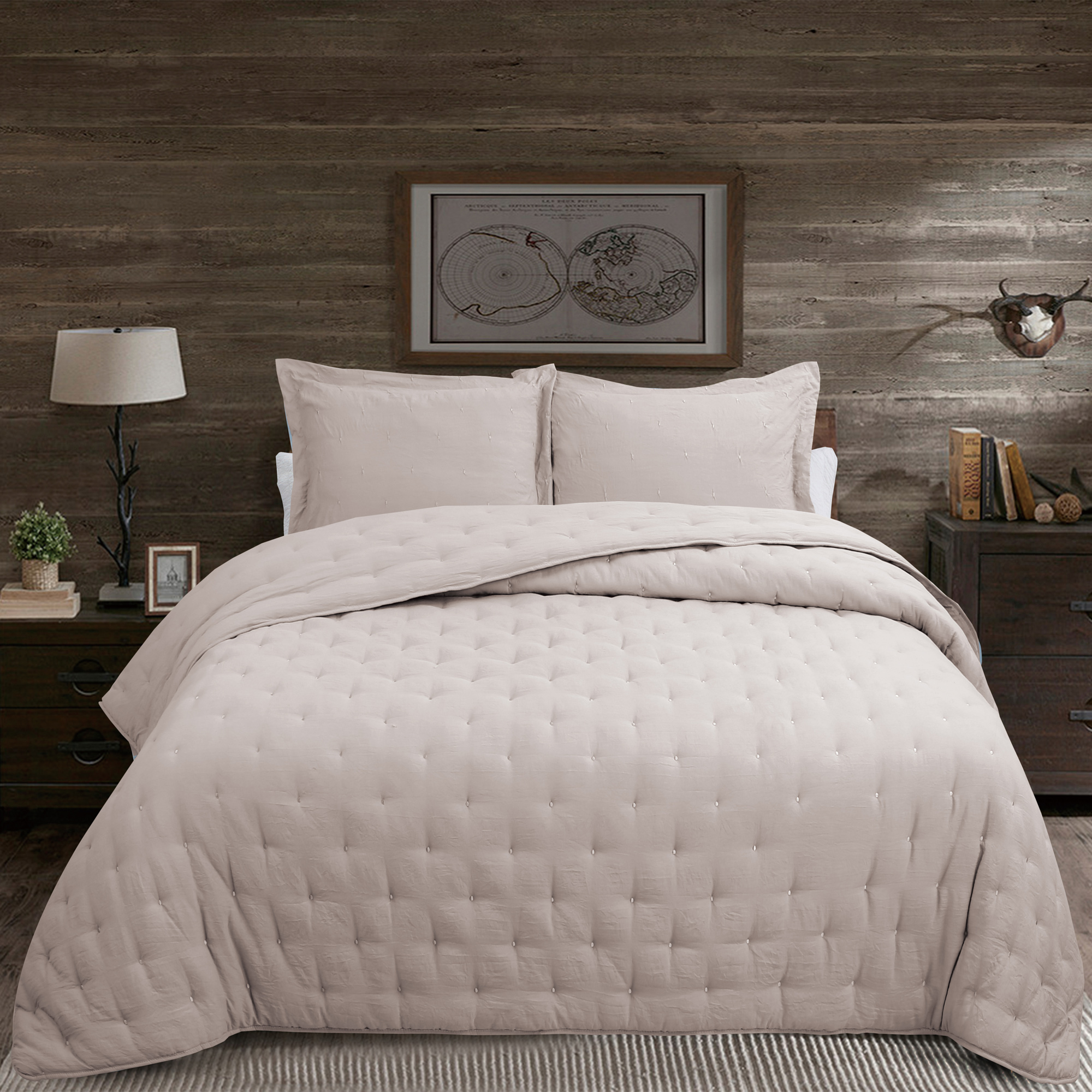 

Cottage 3Pcs King Size Comforter Set, Beige, 240*250Cm