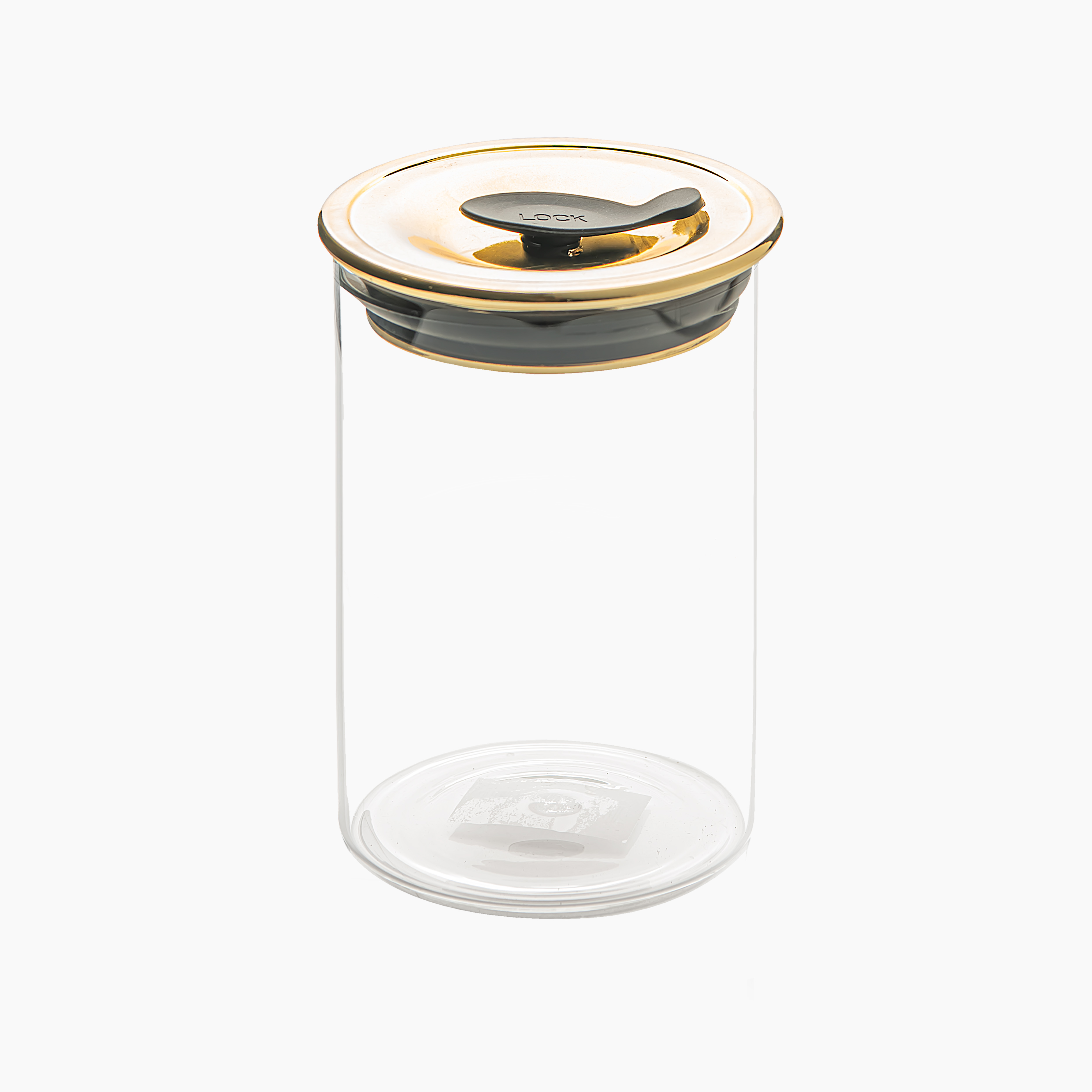 

Alberto glass storage jar with gold lid 700 ml